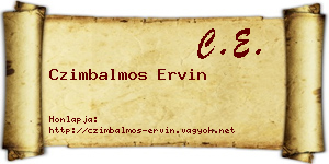 Czimbalmos Ervin névjegykártya